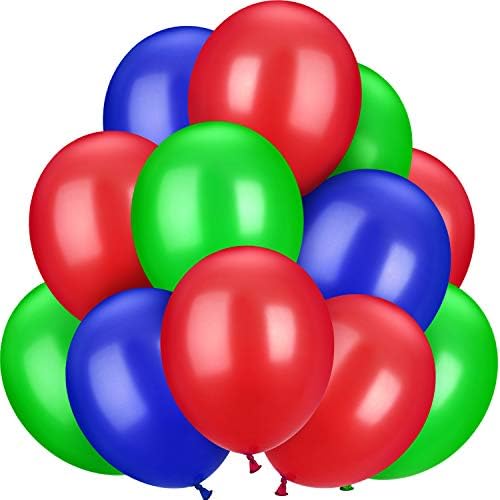 TecUnite 100 Pcs Red Blue Green Latex Balloons 13 Inch Colorful Round Balloons - Image 8
