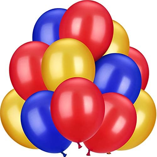 TecUnite 100 Pcs Red Blue Yellow Latex Balloons 13 Inch Colorful Round Balloons - Image 7