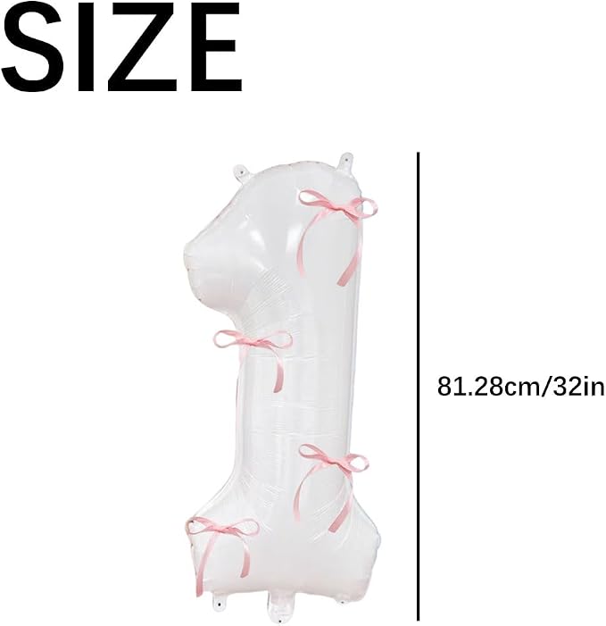 32 Inch White Number Foil Balloon - Image 4