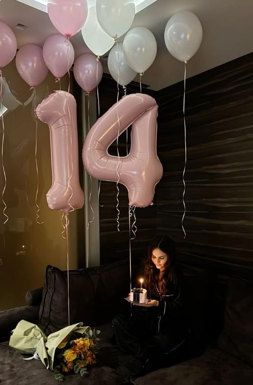 Pearl Pink Number 4 Balloon 40 inch, Balloon numbers party supplies, deco photo - Image 6