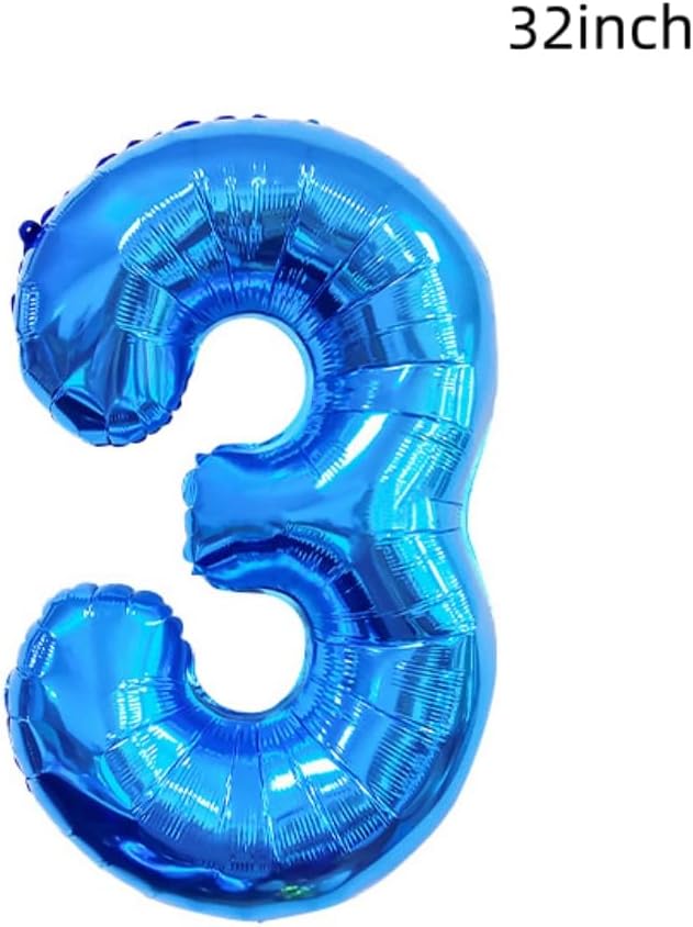 3rd Birthday Large Foil Balloons Blue, Balloon Decorations - Image 4