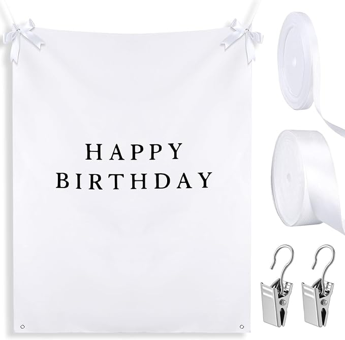 Oudain 60x78 Inch Happy Birthday Burlap Banner, Fabric Party Decorations - Image 6
