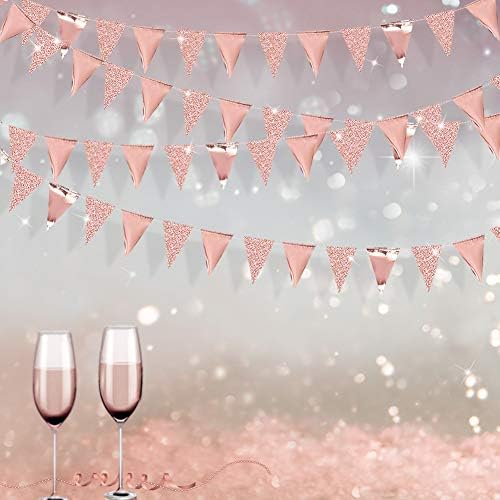 30Ft Rose Gold Party Decoration Rose Pink Triangle Pennant Banner Blush Pink - Image 7