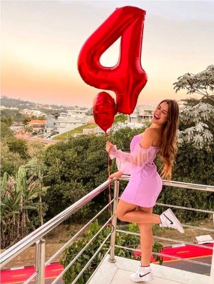 Red Number 4 Balloon 40 inch, Balloon numbers party supplies, deco photo shoot - Image 9