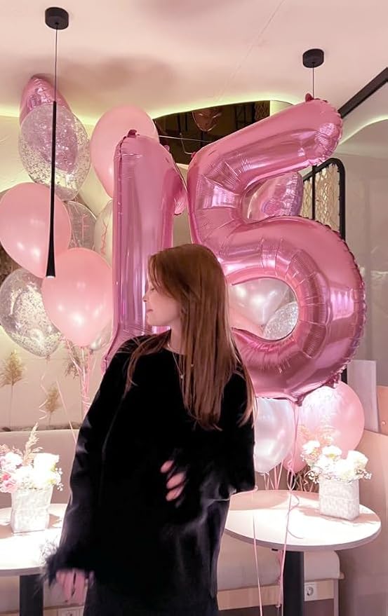 Pink Number 1 Balloon 40 inch, Balloon numbers party supplies, deco photo shoot - Image 7