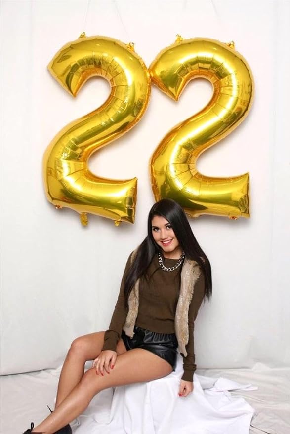 40 Inch Big Gold Number 22 Balloon Birthday Decoration, Numbers 22 Helium - Image 6