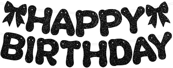ZHENGYE Black Bow Party Decorations Bow Happy Birthday Banner Bow Themed Party by ZHENGYE