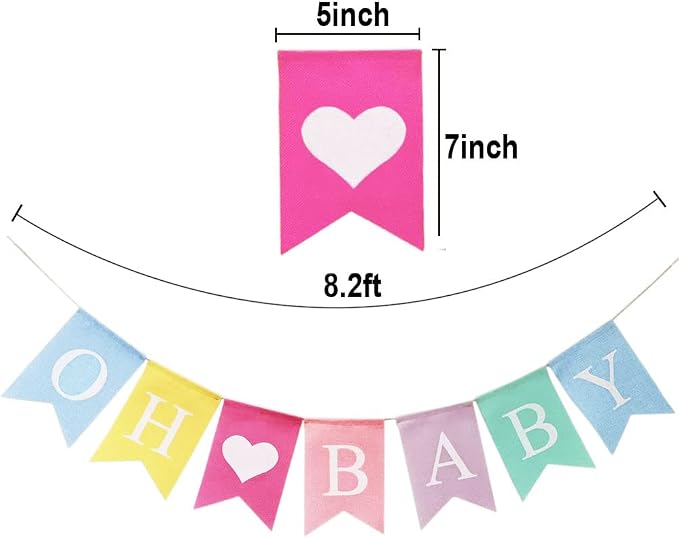 Oh Baby Banner & Decor Set for Baby Shower, Pre-strung Pastel Oh Baby Sign for - Image 7
