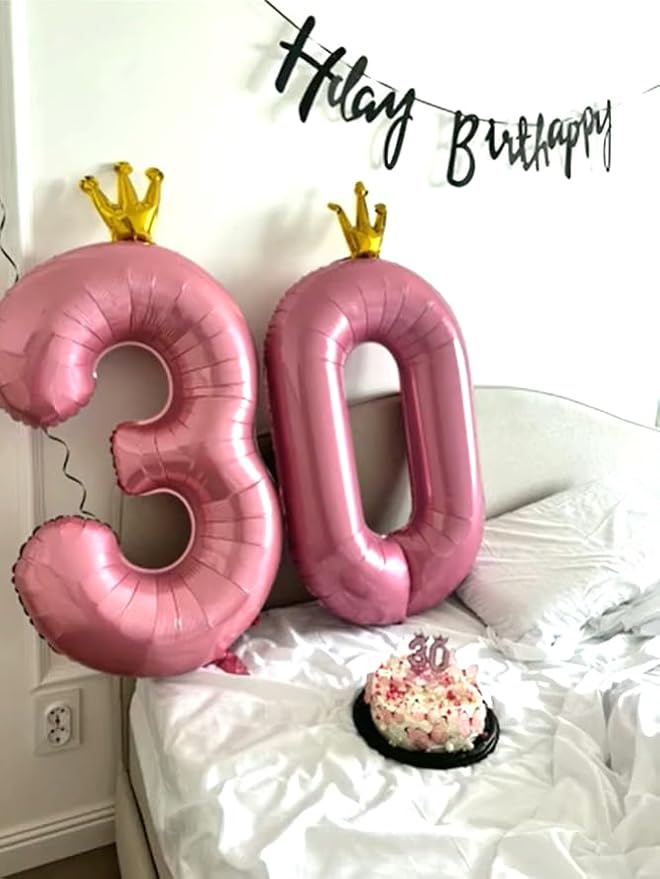 Pink Crown Number 0 Balloon 40 inch, Big Pink 0th Birthday Party Decorations | - Image 6