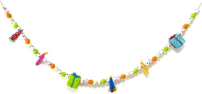 Pre-Strung Birthday Banner Handmade 3D Rainbow Wool Felt Balls Garland | - Image 8