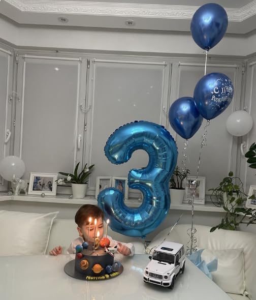 Navy Blue Number 3 Balloon 40 inch, 3rd Birthday Party Balloons Decorations | - Image 6