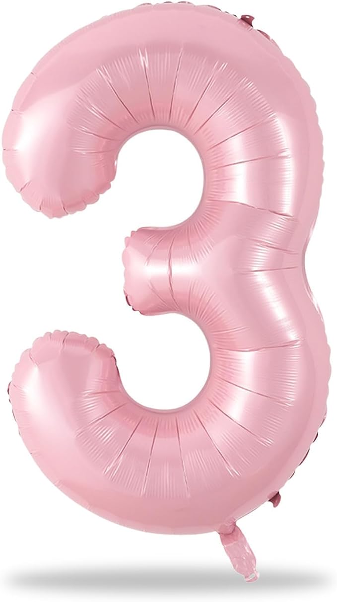 Pastel Pink Number 3 Balloon, 40 Inch Giant Pearl Light Pink Helium Foil Number - Image 9