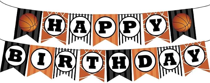 ZHENGYE Basketball Happy Birthday Banner Basketball Sports Theme Party by ZHENGYE