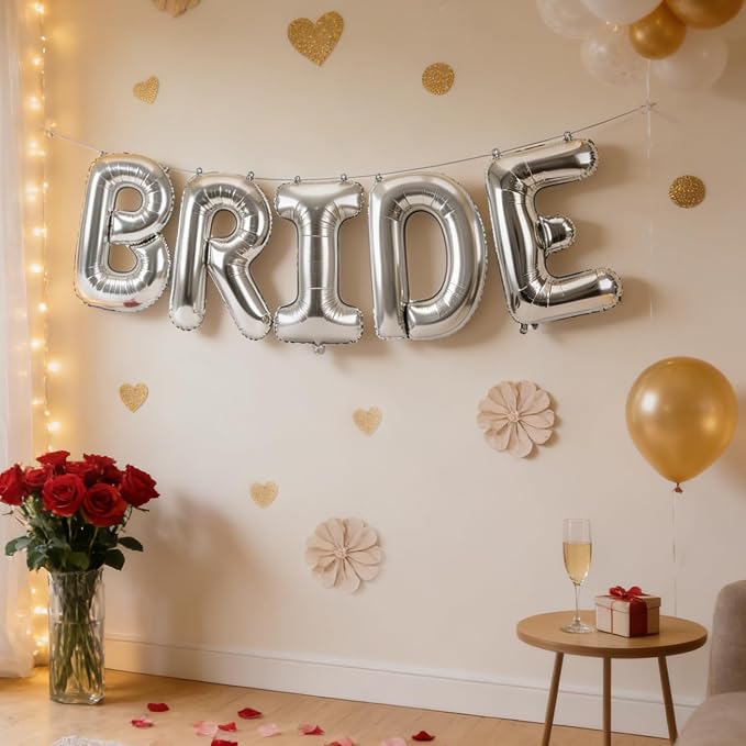 Silver BRIDE Letter Balloons 40 Inch, Big Balloons Banner - Image 6