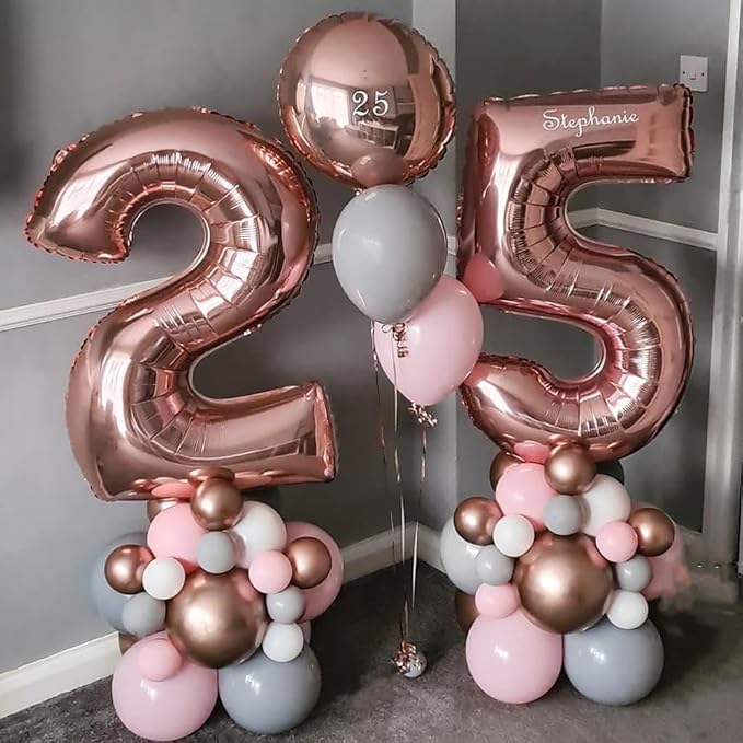 Rose Gold 25 Number Balloons, 40 Inch Big Giant Jumbo 25 or 52 Balloon Numbers - Image 7