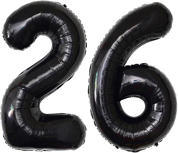 40 Inch Number Balloons 26 Black Big Giant Jumbo Number Foil Mylar Balloons - Image 3