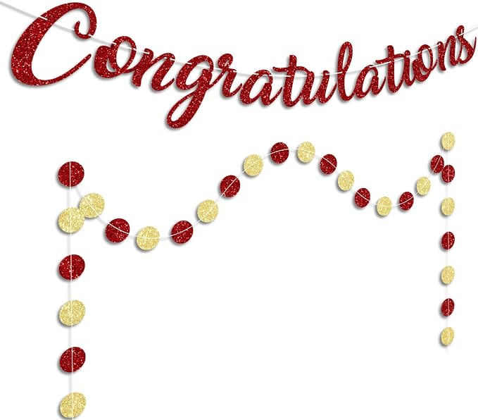Red Congratulations Banner Sign Prestrung Congrats Banner Garland - Image 7