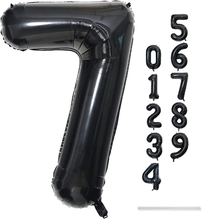 40 Inch Balloon Number 7 Black, Large Foil Number Balloons Set 0-9, Digital 7 - Image 9
