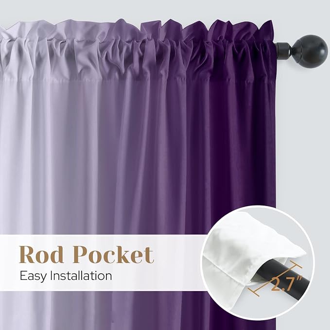 Purple Curtains 96 Inch Length for Living Room 2 Panel Set Purple and Grey - Image 5