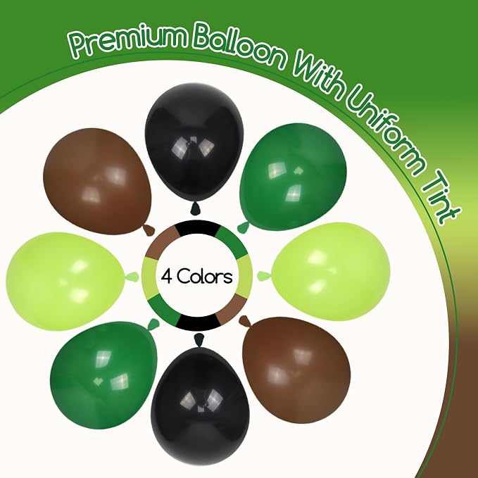 60pcs Green and Brown Balloons 12inch - Image 8