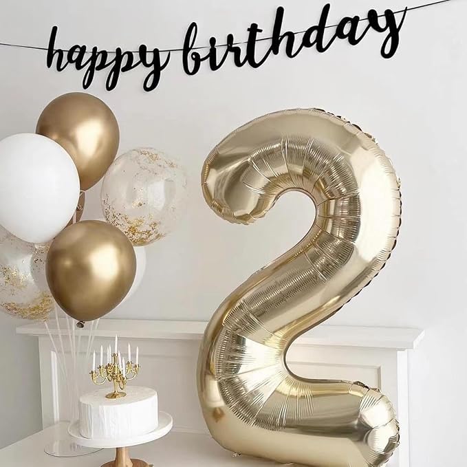 40 inch White Gold Number Balloon Giant Foil Helium Balloons Champagne Gold - Image 7