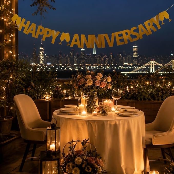 Happy Anniversary Banner, Wedding Anniversary Party Decorations Supplies - Image 5