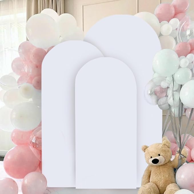 FANPROMS White Arch Backdrop Cover Set of 3 Wedding Arch Cover 5ft 6ft 7ft - Image 6