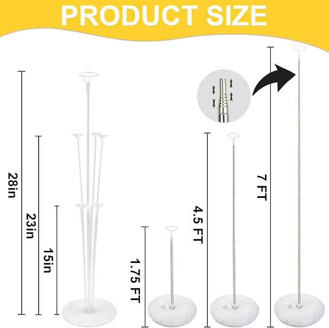 Balloon Column Kit Set of 2, 2 Set Balloon Table Stands, 6.56 Ft Reusable Metal - Image 7