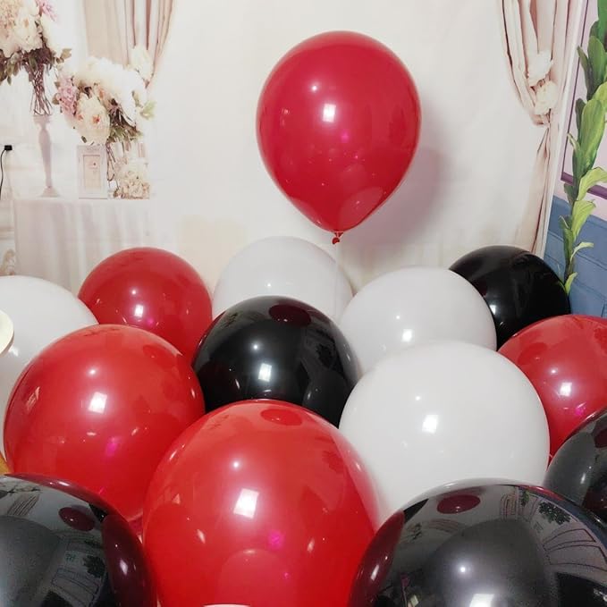 90 Pack 18 inch Red Black White Balloons 30 of each of the 3 colors Red White - Image 6