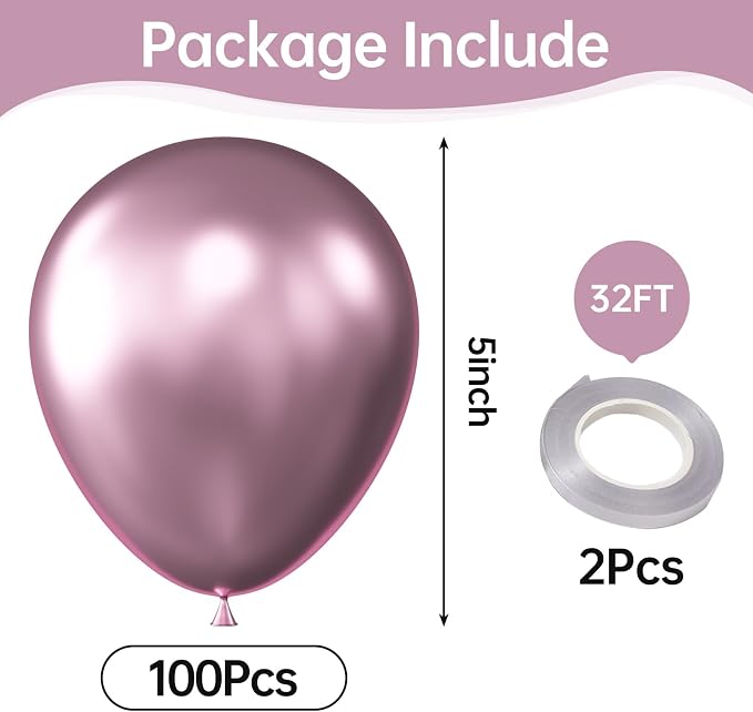 Metallic Pink Balloons, Birthday Decoration, Wedding Party, Baby Shower - Image 2