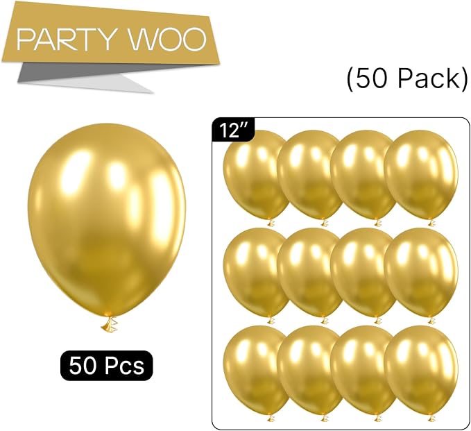 PartyWoo Gold Balloons 50pcs Gold Latex Helium Balloons 12 Inch | Birthday - Image 8