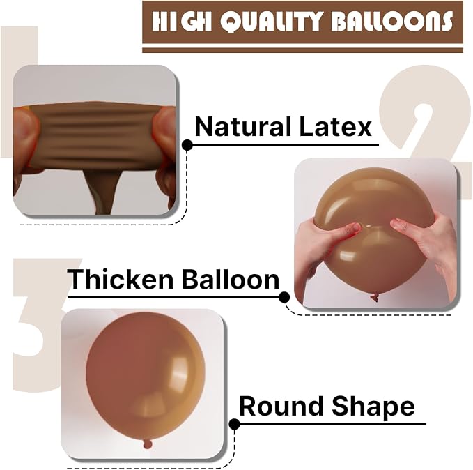 PartyWoo Brown Balloons 50pcs Boho Neutral Coffee Tan Fall Color | Balloons - Image 9