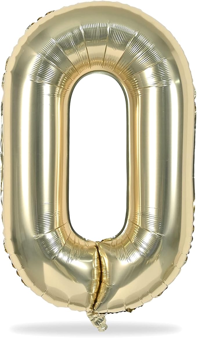 40" Balloon Number 0 Champagne Gold, Large Foil Number Balloons Set 0-9 - Image 8
