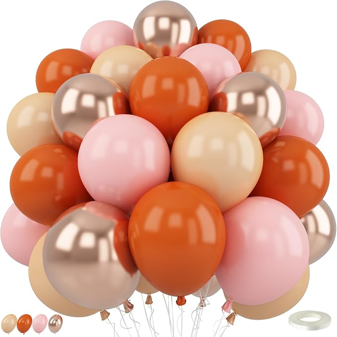 Fall Balloons Burnt Orange Pink Beige Gold Balloon by HILAVO