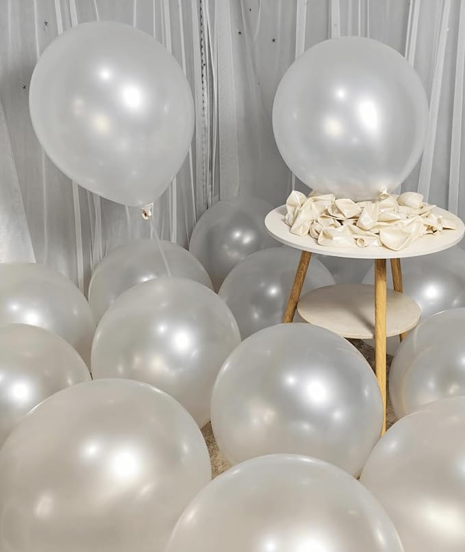90 Pack White Pearl Balloons 18 inch Pearl White Latex Party Balloon Bulk - Image 6