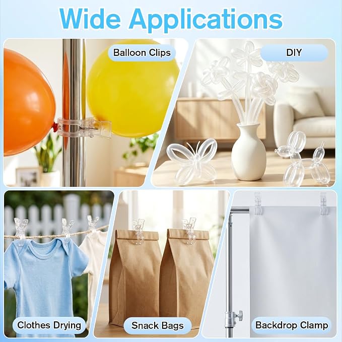 10 Pack Balloon Arch Clips 3.5 Inch Clear Spring Clamps - Image 7