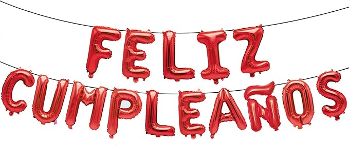 ZHENGYE Red Letter Feliz Cumpleanos Balloon Happy Birthday Balloons Banner Red by ZHENGYE