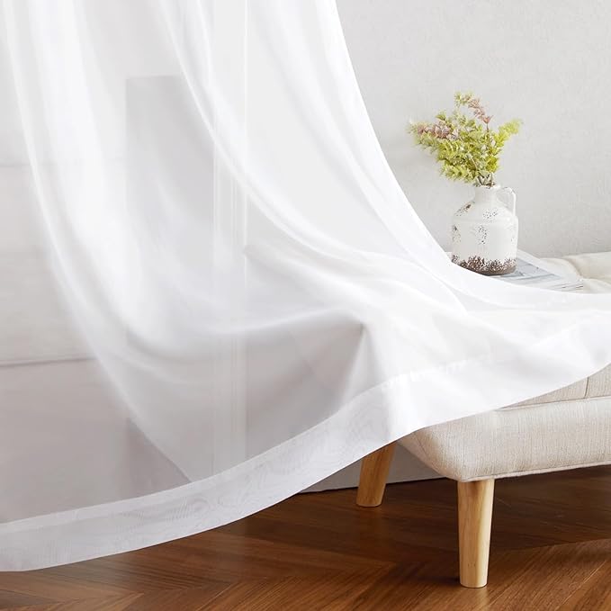 NICETOWN White Sheer Curtains & Drapes 96 inches Long - Image 7