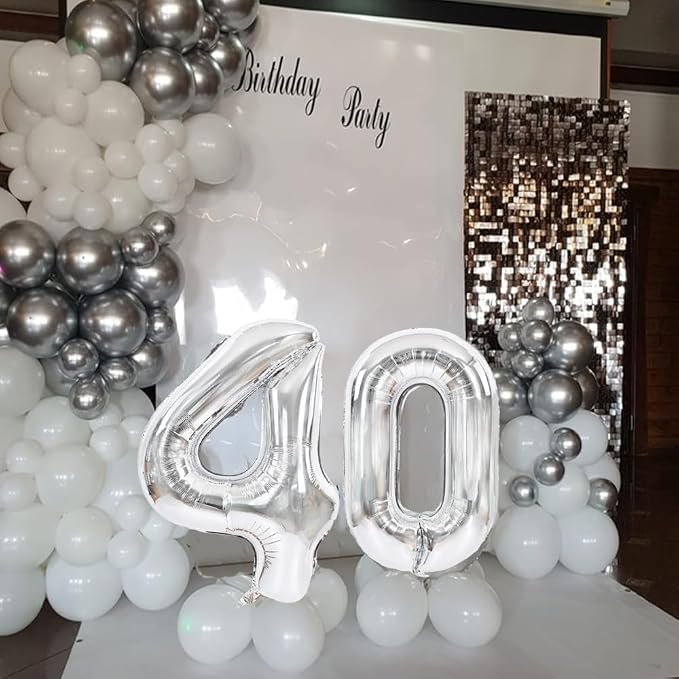 TONIFUL 40 Inch Silver Number 16 Balloons Large Foil 16th Birthday Decor | - Image 6
