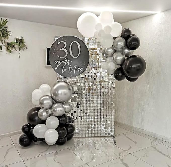 Black and Silver Balloons, Baby Shower, and Silver Theme Party Decoration - Image 8