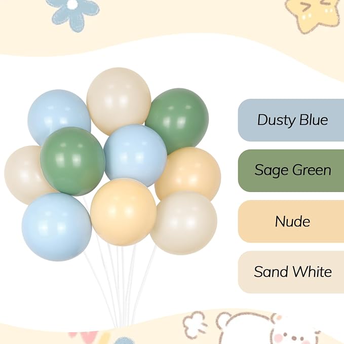 60pcs 12inch Sage Green Dusty Blue Balloons - Image 8