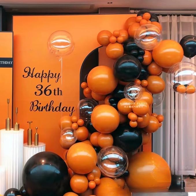 MEBAY Orange Black White and Metallic Silver Balloons Garland Arch Kit - Image 7