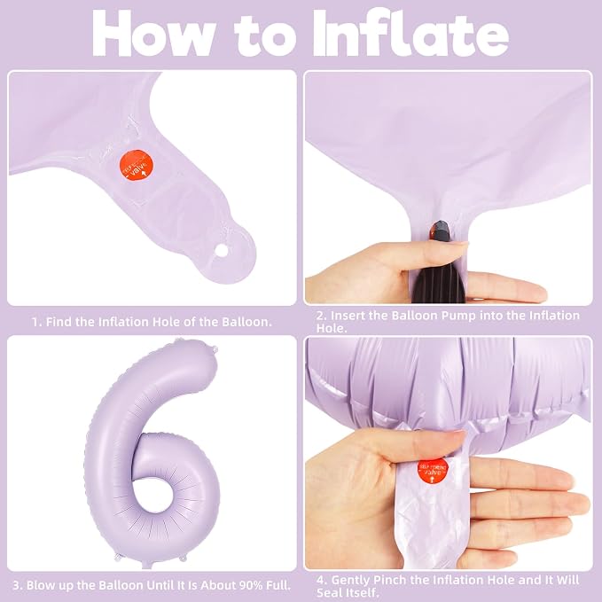 Light Purple Number 6 Balloon, 40 Inch Big Large Foil Helium Number Balloons - Image 7