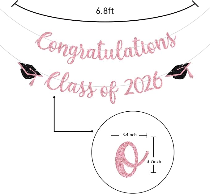 Congratulations Class of 2026 Banner, Congrats Grad Party Decor, 2026 - Image 7