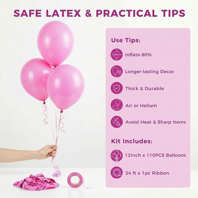 LovesTown 110PCS Latex Balloons, 12inch Helium Party Balloons Arch - Image 7