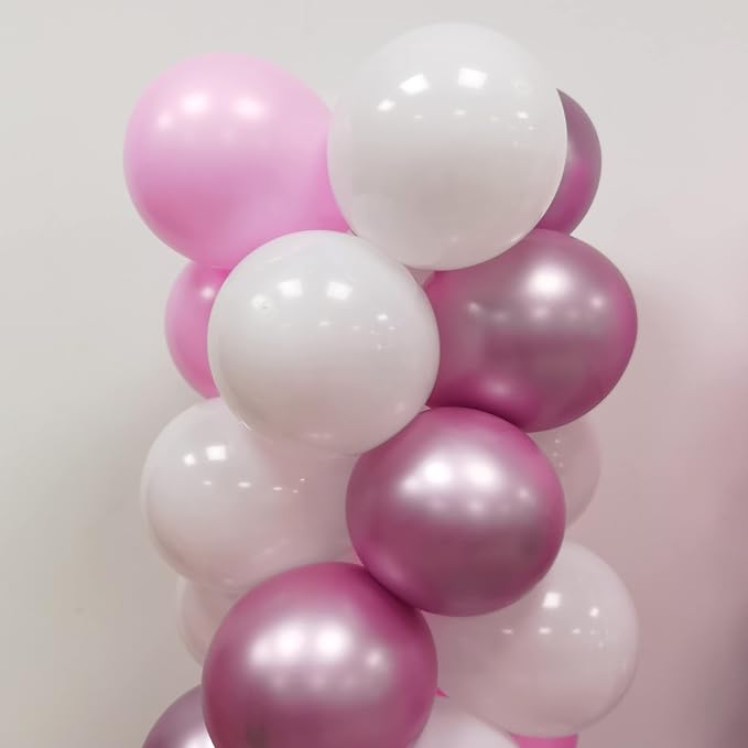 100Pcs Pink and White Column Tower Balloons - Image 5
