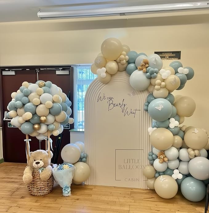 Dusty Blue White Sand Balloons Garland Arch Kit 152pcs Dusty Blue Sand White - Image 6
