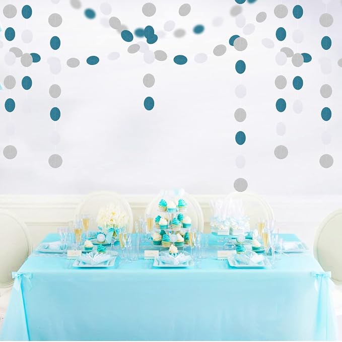 Teal-Turquoise White-Silver Party-Decorations Garland Streamers - 52Ft Woman - Image 6
