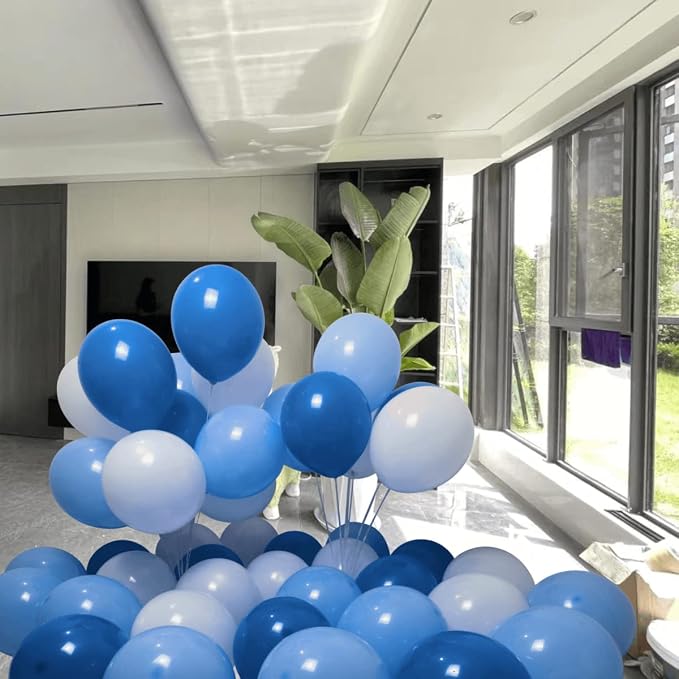 300 Pack Blue and White Balloons 100 of each of the 3 colors 12 inch White Blue - Image 5