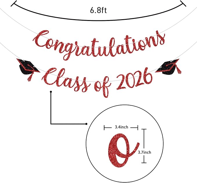 Congratulations Class of 2026 Banner, Congrats Grad Party Decor, 2026 - Image 7